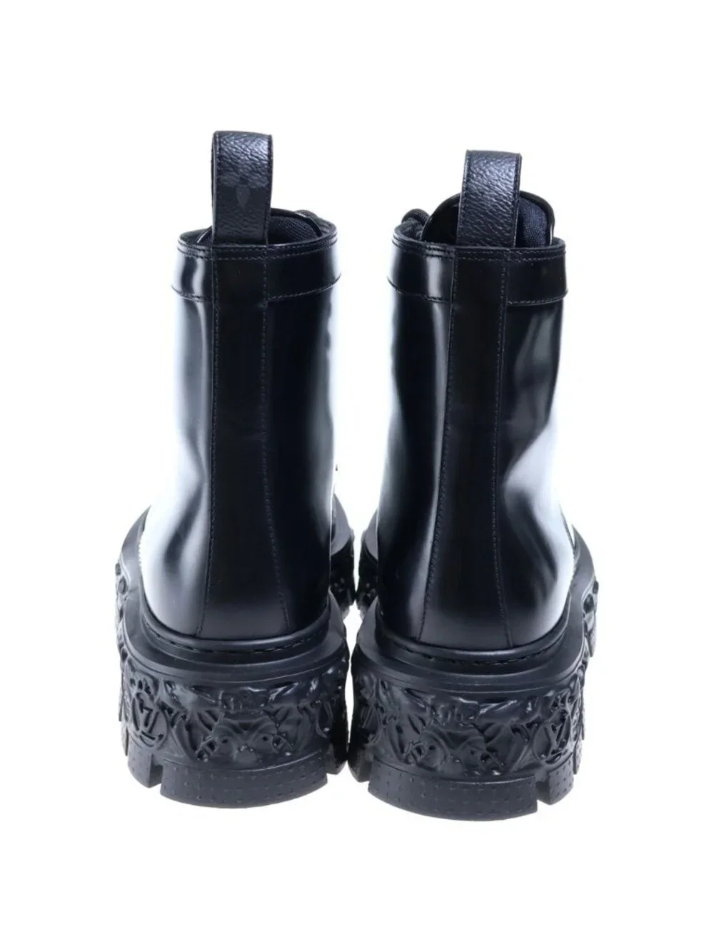 Louis Vuitton LV Baroque Line Ankle Boots Lace-up Sculpture Design Black